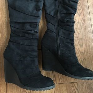 CARLOS Santana caress black tall wedge boot